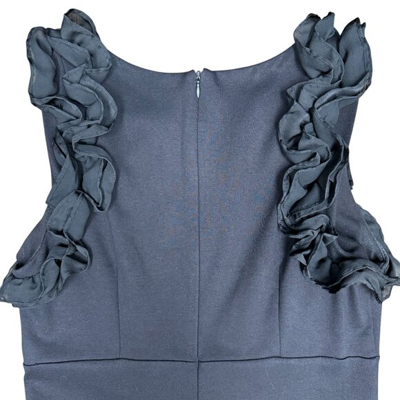 Women's CARMEN MARC VALVO ROMA Black Dress Ruffle‎ Sleeves- Size 8 - Picture 4 of 8